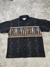 VINTAGE KoKo Island Shirt Button Up Mens XL Hawaiian Bamboo Tiki Made USA 90s