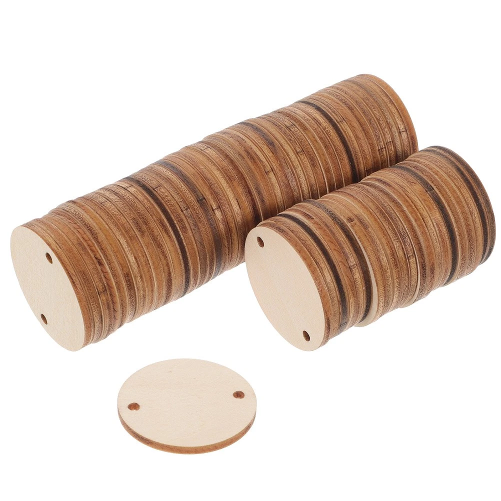 120 Dischi Di Legno Rotondi Da 3,5 Cm Con Foro – Kit Fai Da Te Con 60 Portachiavi E Corda Per Decorazioni Matrimoniali - 2