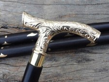Designer Brass Handle Antique Style Victorian Cane Wooden Walking Stick Vintage