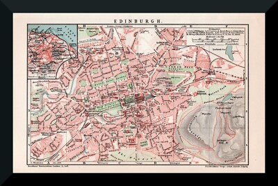 Edinburgh +Histor. Stadtplan von 1895+ old city map +Scotland, Stockbridge+