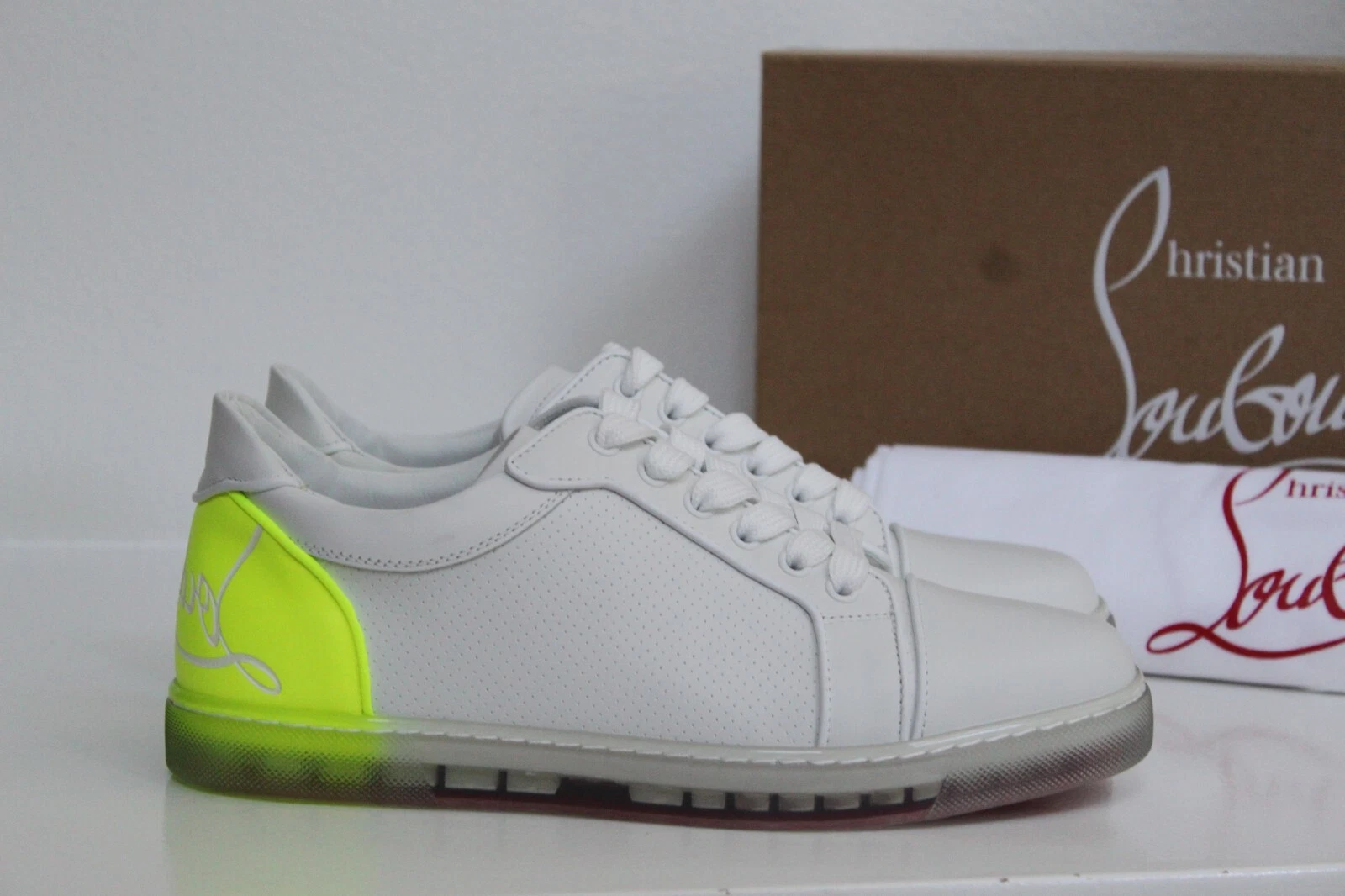 Christian Louboutin — New sz 8 / 38.5 Christian Louboutin Fun Vieira White Leather Sneakers Flat Shoes