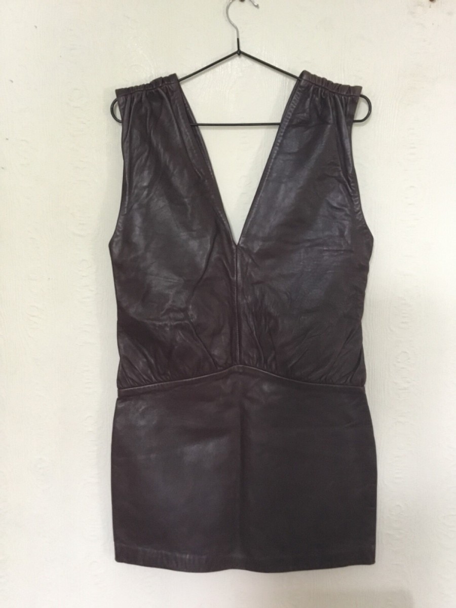 Zara Brown Leather Dress size S NWT