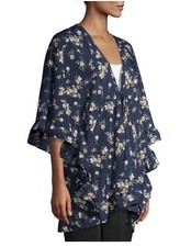 Time And Tru S-M NWT soft Lightweight Lace Casual Kimono Floral tie closure