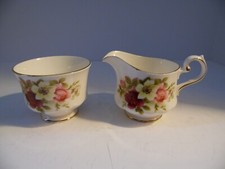 Queen Anne Bone China Creamer and Open Sugar Bowl