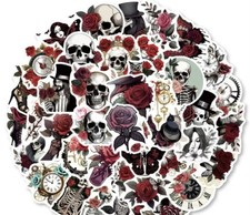 10 Random Gothic Punk Skull Rose Themed Stickers