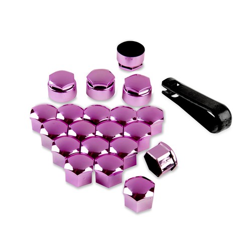 Pink ALLOY WHEEL NUT BOLT COVERS CAPS 17mm SET FOR ANY CAR Metallic - Picture 7 of 12