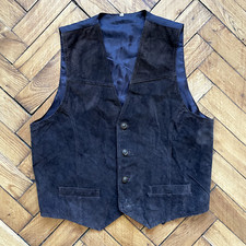 Vintage Mens Brown Leather Vest Size M