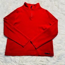 Pendleton Sweater Mens Small Cotton Knit 1/4 Zip Pullover Red Plaid Tab