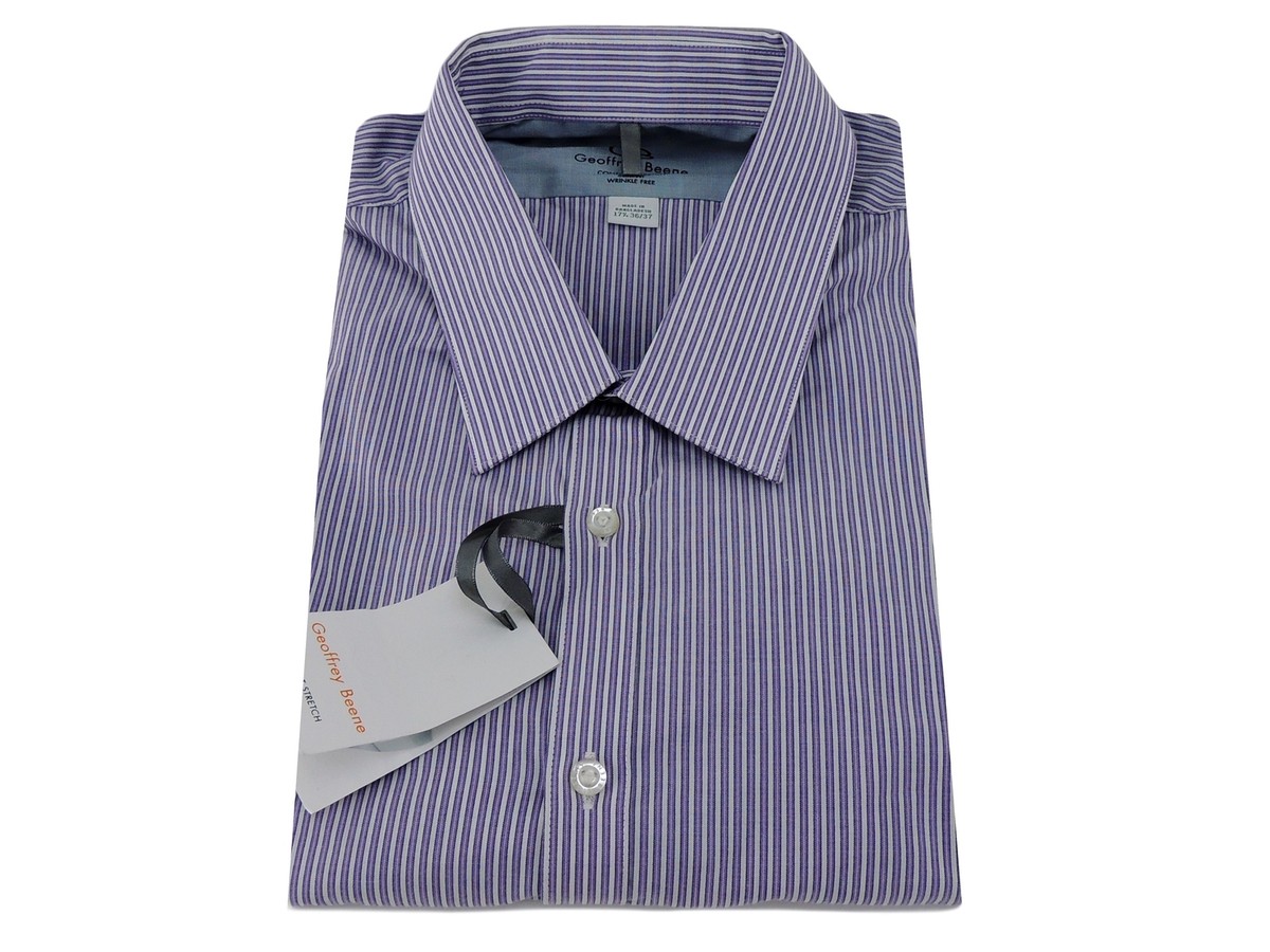Geoffrey Beene Men's Slim Fit Dress Shirt English Violet Stripes 17 1/2 36/37 XL Geoffrey Beene Men's Slim Fit Dress Shirt English Violet Stripes 17 1/2 36/37 XL