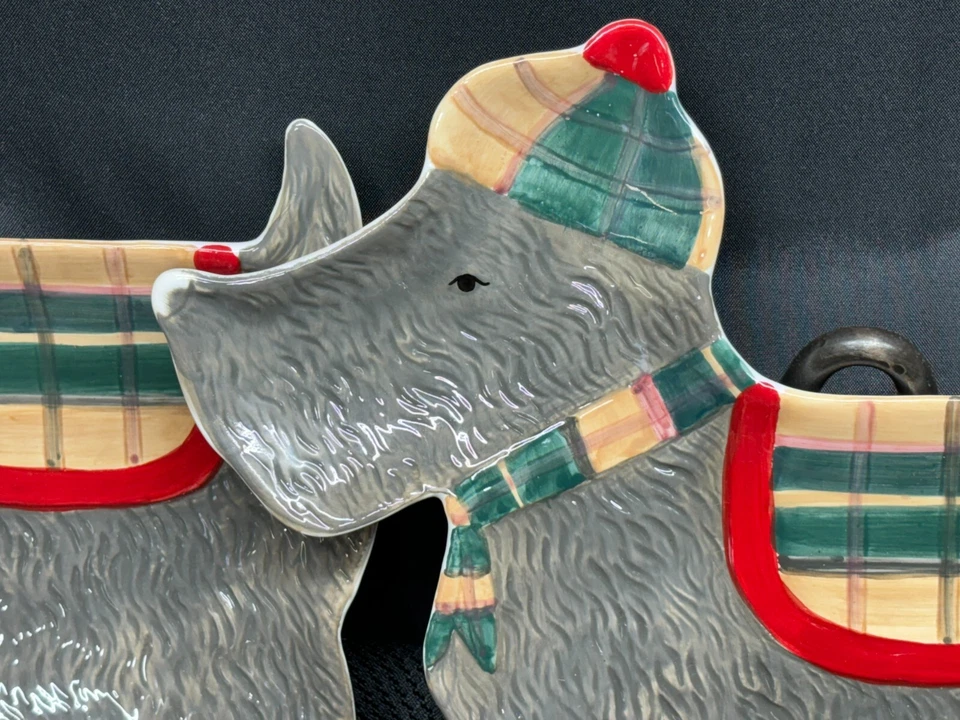 Juego de 6 ~ Platos Creativos Cooperativos "SCOTTIE DOG" ~ Colección Tis The Season Foto 3 de 4