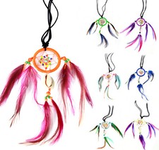 Traumfänger Dreamcatcher Anhänger mit Muscheln bunten Federn aus Bali Handarbeit