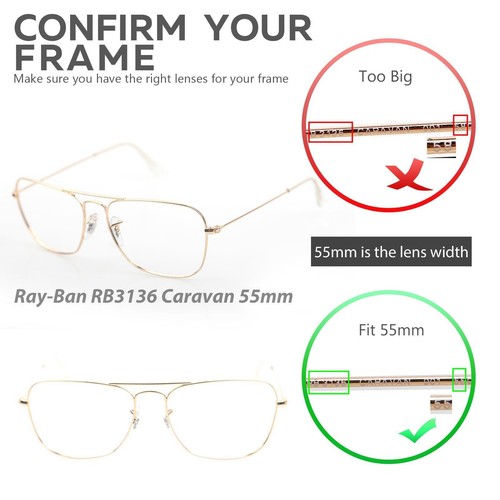 Walleva Ice Blue Polarized Replacement Lenses For Ray-Ban RB3136 Caravan 55mm - Picture 6 of 8
