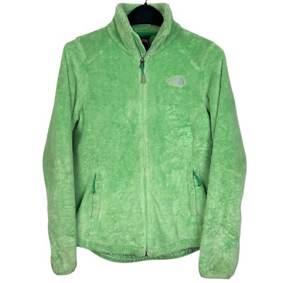The North Face Plush Fleece Jacket Womens S Monkey Fleece Fuzzy Full Zip Green