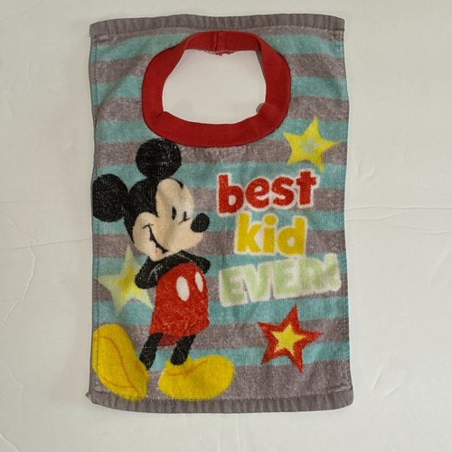 Disney Mickey Mouse Bibs Terry Cloth Pullover 2 Piece 2-Pack Red Gray 14" x 9" - Picture 5 of 7