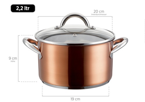 Mäser 16, 20, 24 cmKupferInduktion240Edelstahl 18/8 Kochtopf-Set Asterion - Bild 8 von 10