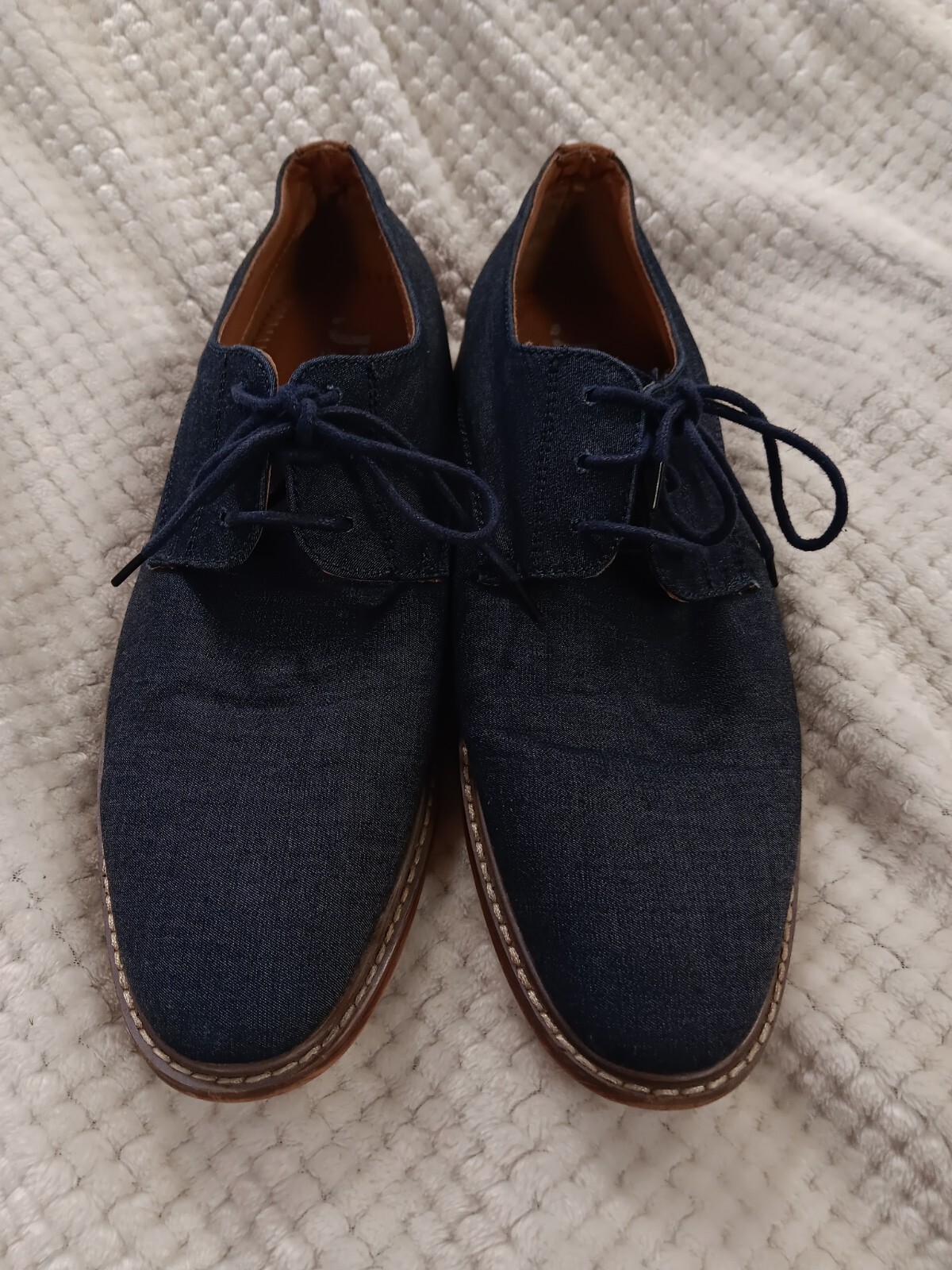 SAOLA 71808M977A SCARPE DA UOMO TAGLIA 8 TESSUTO MARINO FINITURE IN PELLE CON LACCI