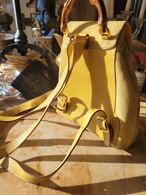 Authentic Gucci Vintage Suede Leather Bamboo Mini Backpack | eBay