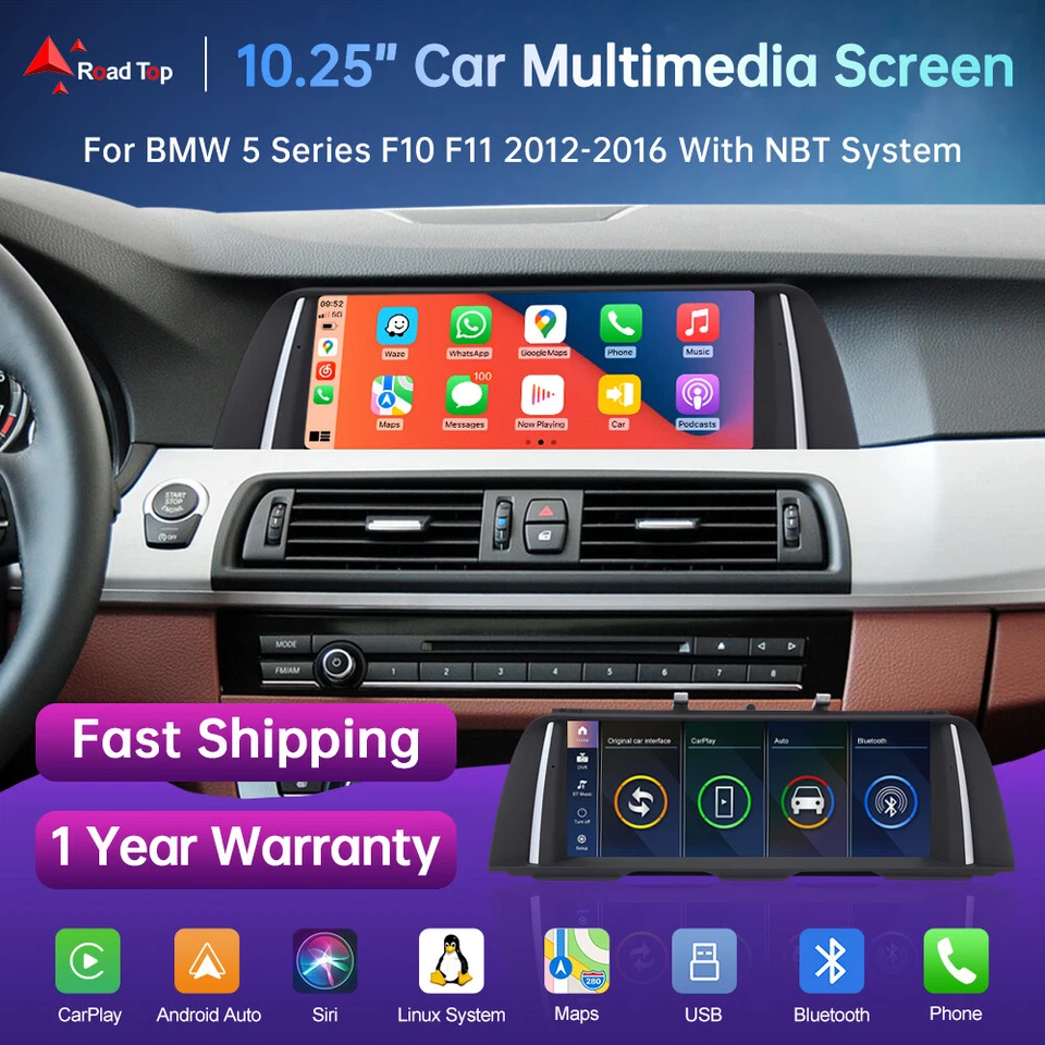 10.25'' Wireless CarPlay Touch Scree For BMW 5 Series F10 F11 F18 NBT 2012-2017 - Изображение 2 из 4