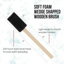 Foam Brushes Thick Sponge Foam Brushes Wooden Handle 1" 2" Various Packs