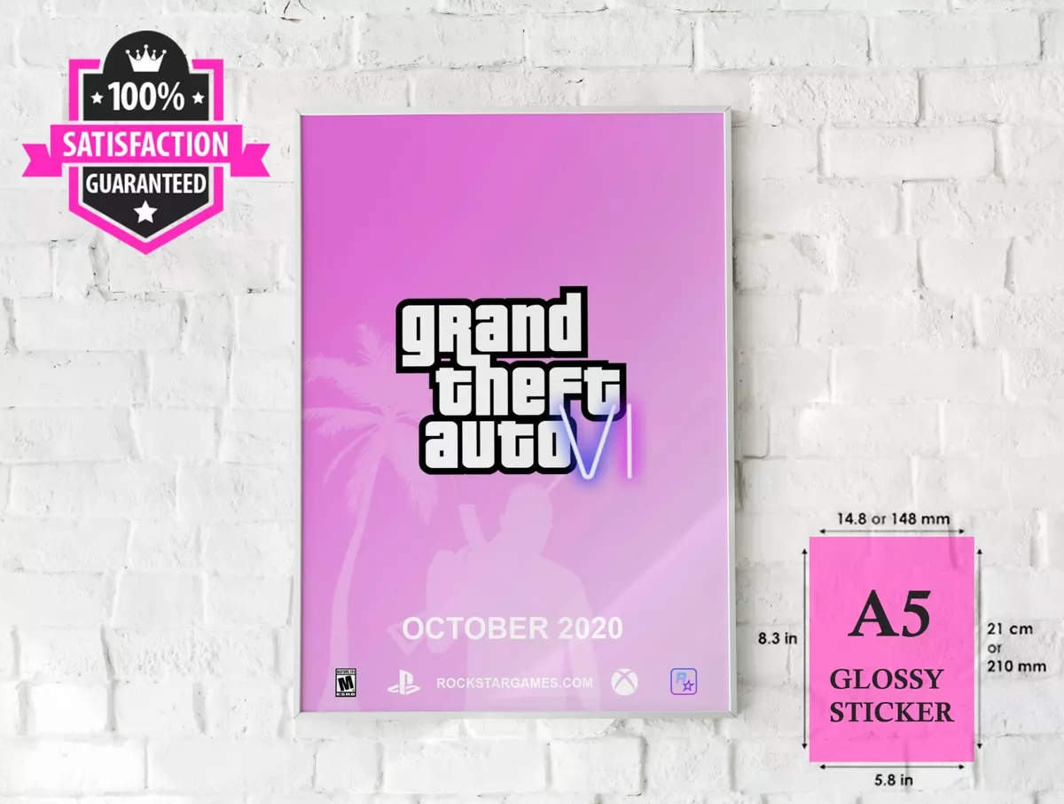 GTA6 grand theft auto VI sticker A5 size 5.8 x 8.3 inches MAFIA GAME PC XBOX PS4