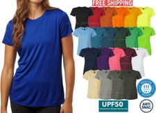 Womens Snag Resistant Dri Fit UPF 50 T-Shirt Ladies Exercise Wicking Tee S-3XL