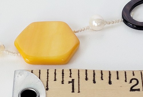 Vtg Cord Fresh Water Pearl Brown/Yellow Butterscotch Shell Beaded Necklace 30" - Picture 4 of 7