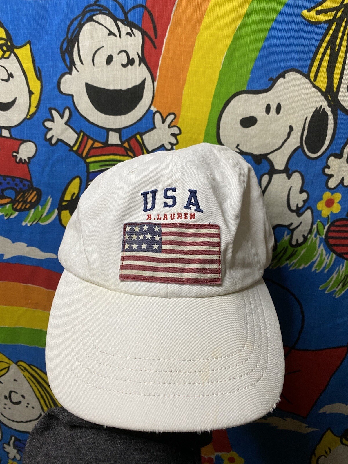 Cappello polo Ralph Lauren cinturino posteriore bianco squadra olimpica pony casual da uomo