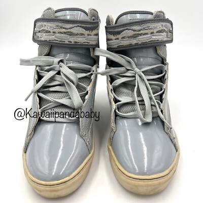 【関税込み】Sneaker High in Grey Leather Y2K VTG Coogi Australia Patent Leather Slate Grey High Tops