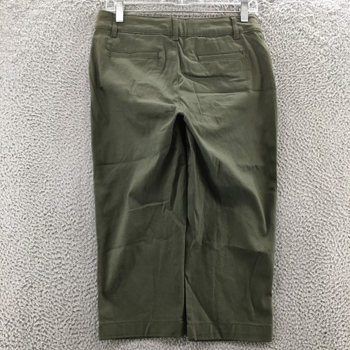 St Johns Bay Capri Pants Women 4 (actual 31x19.5) Green Cotton Blend Zip Fly NEW - Picture 11 of 22
