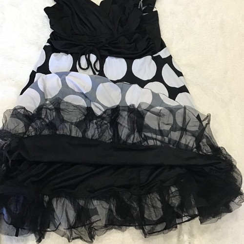 My Michelle Girls Size 16 Sleeveless Ruched Black Polka Dot Party Dress Tulle - Picture 9 of 11