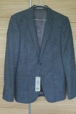 John Lewis Mens Kin Wool Blend Slim Fit Suit Jacket, Grey /Teal Size 36R