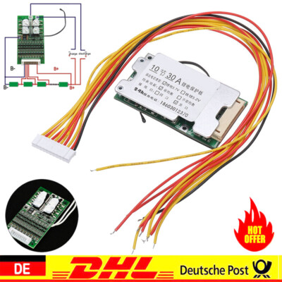10S 36V 30A LI-ION Zelle Batterie Schutz BMS PCB Platine Werkzeug Balance Set DE