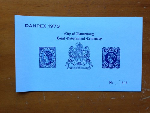 1973 AUSTRALIA DANPEX PHILATELIC EXHIBITION DANDENONG MINI SHEET NUMBERED - Picture 3 of 6
