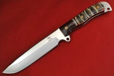 Busse Custom Boss Jack .182" Satin Blade, Red/Black G10 G-rexed Stacked Bones