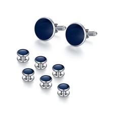 UJOY Cufflinks and Studs Set Blanks Round 4 Colors Shirt Tuxedo Buttons Packe...