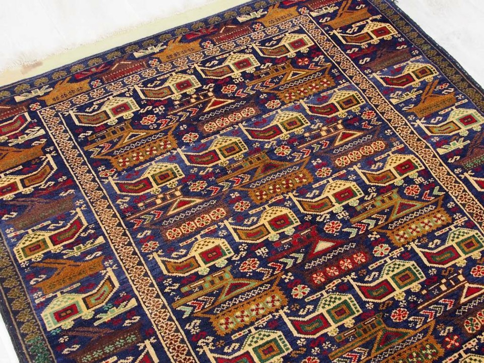 6,8x 3,9 ft unique genuine old nomadic Afghan War rug Afghanistan ...