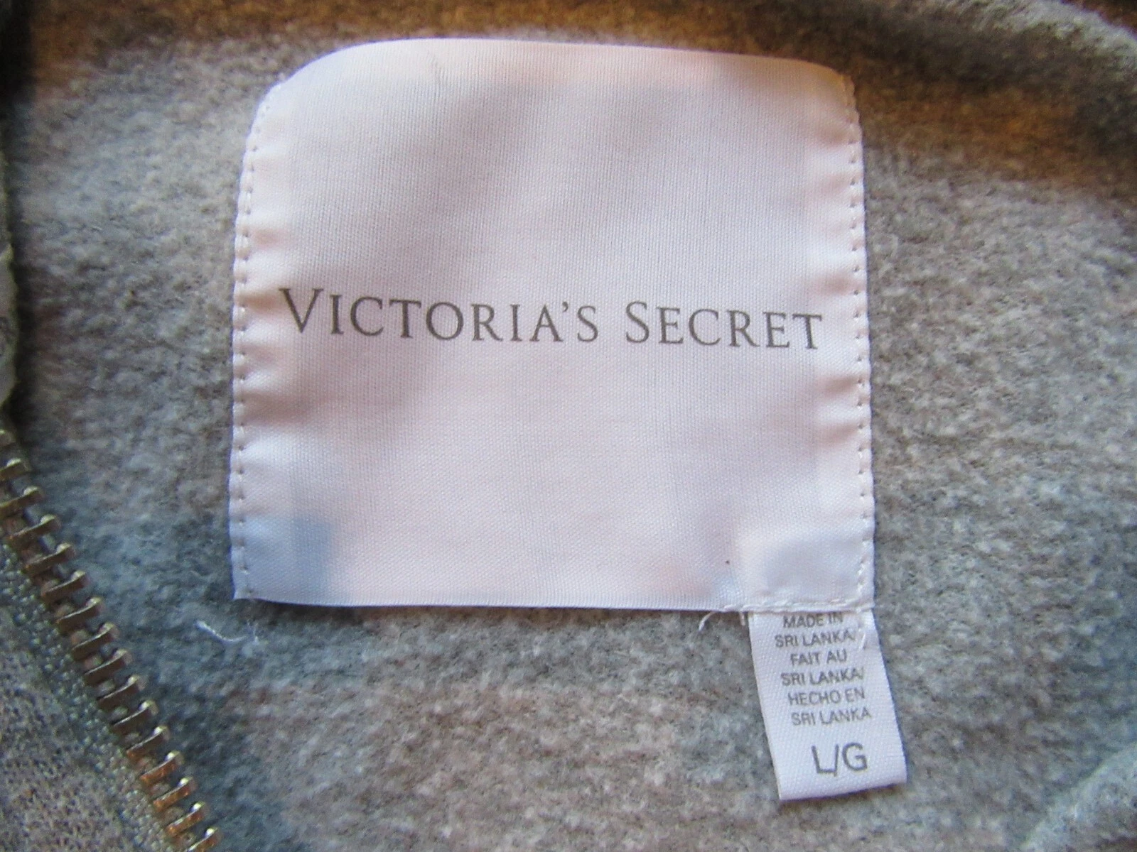 UNDERCOVER 18A RARA FELPA CON CAPPUCCIO VICTORIA'S SECRET GRIGIO LOGO BLING TAGLIA LARGE!