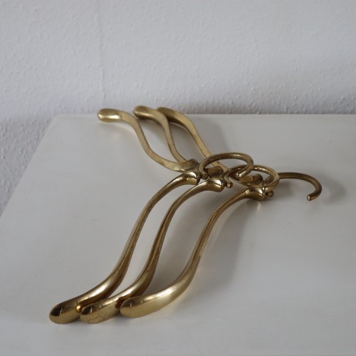 set of 3 brass coat hangers hooks Hollywood regency style 80's interior - Bild 4 von 7