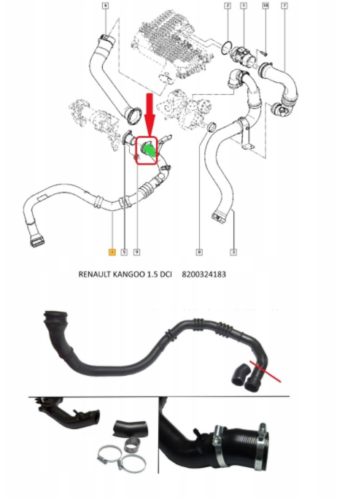 Durite Turbo / Intercooler Pour Renault Kangoo 1.5 DCi - Références 8200324183 Et 8200765029, Neuve