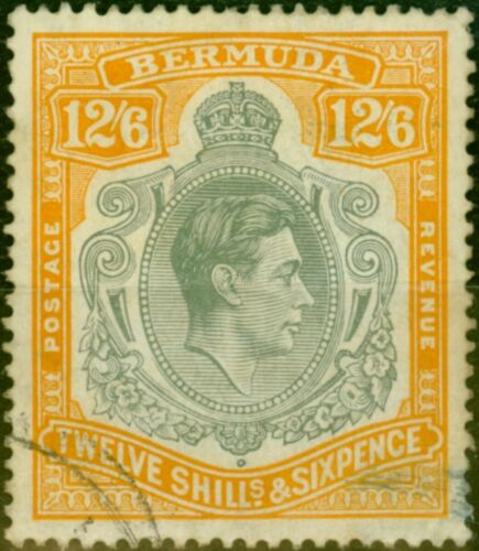 Bermuda 1947 12s6d Grey & Yellow SG120d Good Used - Picture 1 of 1