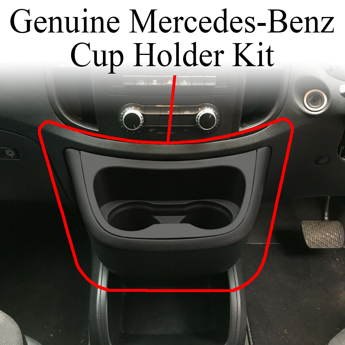 Pannello Portabicchieri Per Mercedes Vito Metris W447 2016-2023 – Con Dissipatore Di Calore E Supporto Per Bottiglia