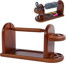 Wooden Yarn Holder for Knitting Crochet, Horizontal Yarn Spinner with Slots, Sta