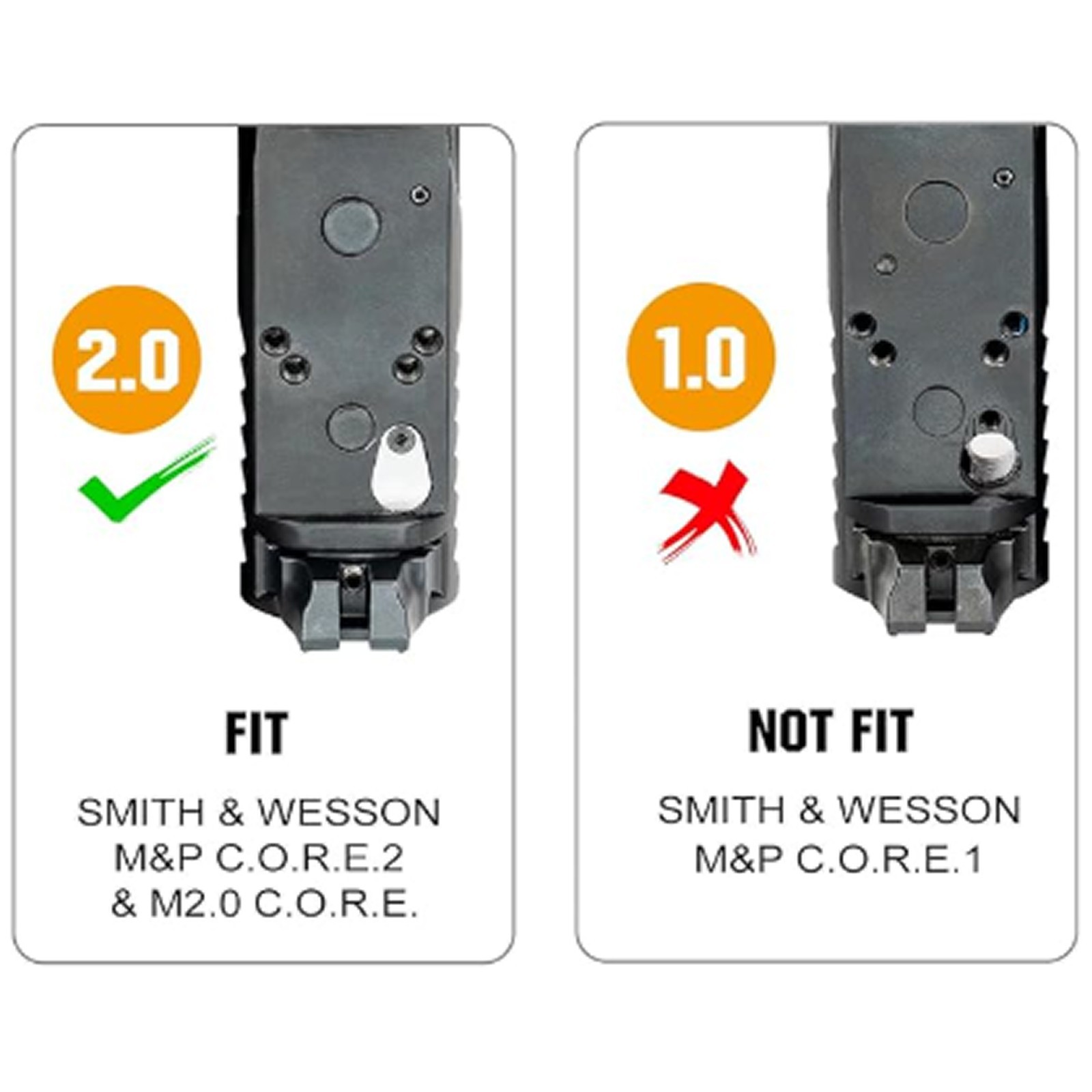 Adapter Plate for RMSc Optic 407K 507K & S&W M&P M2.0 and -Screws & Hex Key incl