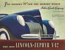 1939 Lincoln-zephyr V-12 Deluxe Brochure Panoramic Gatefold Boston Dealer Stamp