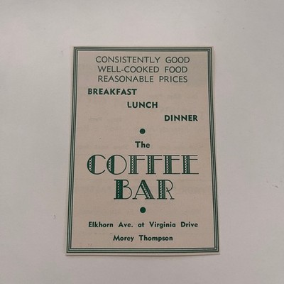 The Coffee Bar Morey Thompson Elkhorn Ave 1957 Estes Park CO Ad AG3-M7