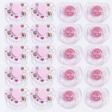 50pcs Magnetic Pacifiers Clear Pink Soother for Reborn Baby Dolls Kits DIY Gifts