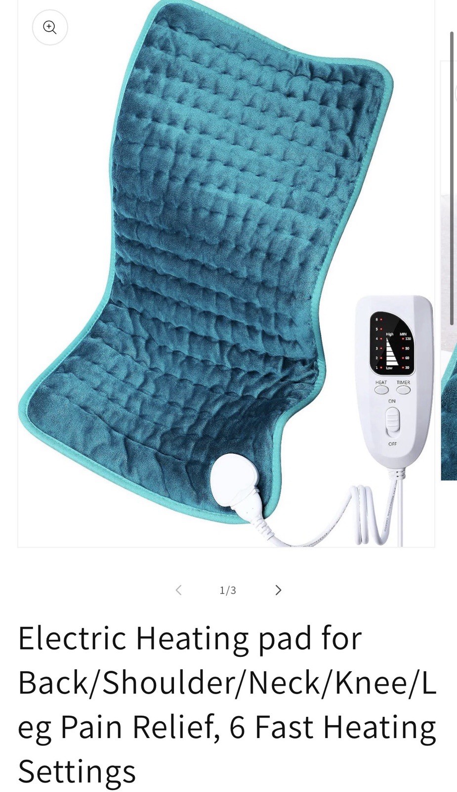 Blue Fabric, Adjustable Temp, Timer, Auto-off, Washable