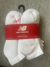 NWT New Balance Youth White Moisture Control Cushion Quarter Socks Size 4-10 Kid