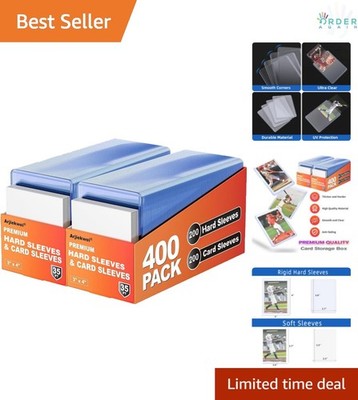400 Card Sleeves Set Hard Plastic Protectors 3x4 for Sports Trading Collectible