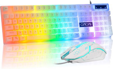 LED Keyboard and Mouse, 104 Keys Rainbow Backlit Keyboard and 7 Color RGB Mouse,